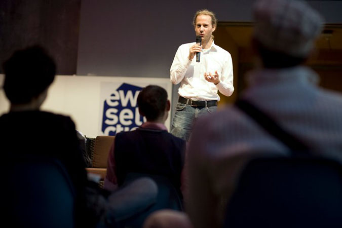 Photo of Andreas giving speech